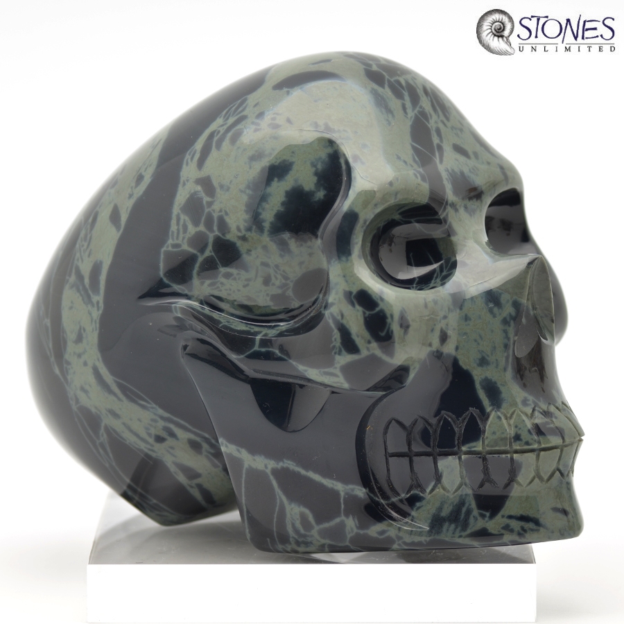 Spiderweb Obsidian Skull