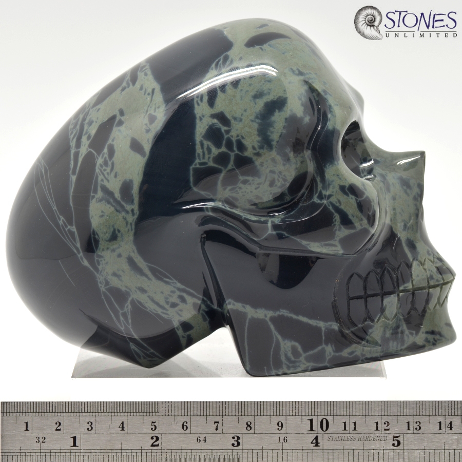 Spiderweb Obsidian Skull