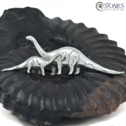 Brontosaurus 'Mutter & Kind' Silberbrosche