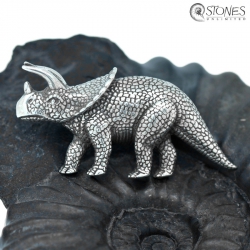 Triceratops Silver Brooch